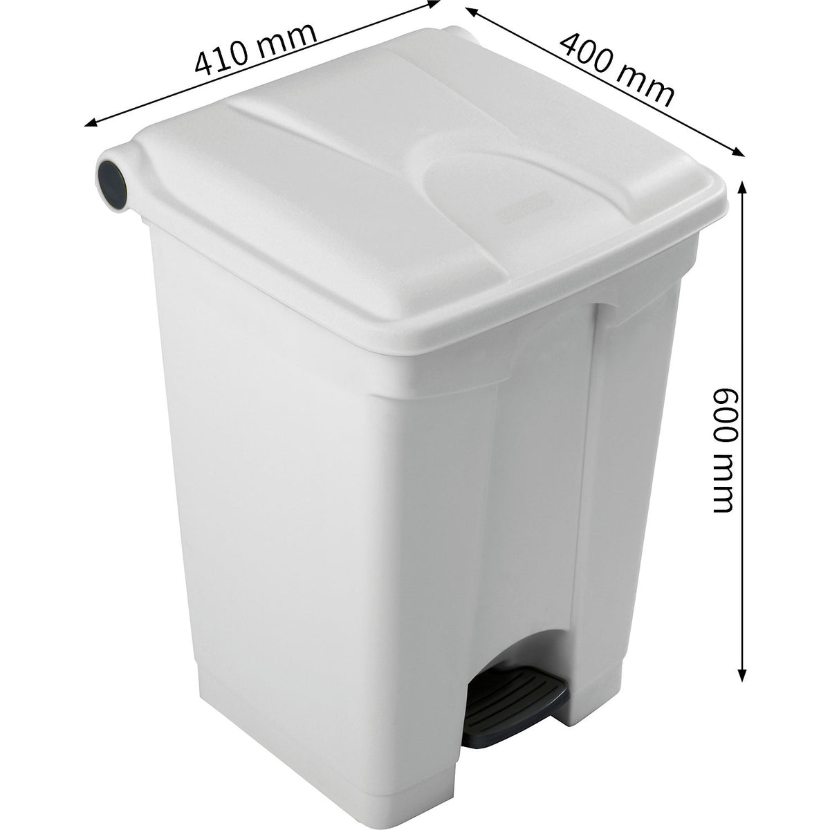 Foot pedal bin, capacity 45 l, WxHxD 410 x 600 x 400 mm, white.