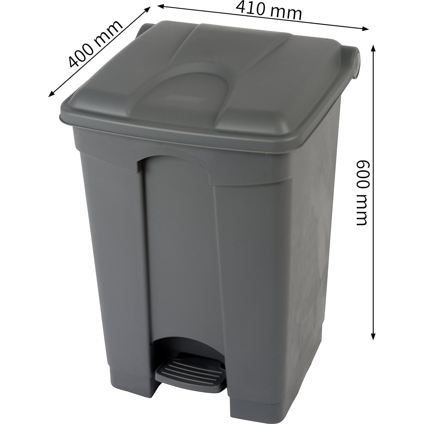 Foot pedal bin, capacity 45 l, WxHxD 410 x 600 x 400 mm, grey.