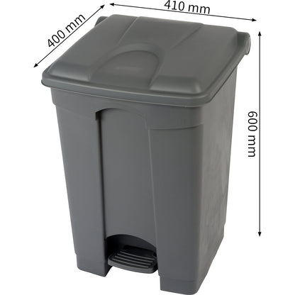 Foot pedal bin, capacity 45 l, WxHxD 410 x 600 x 400 mm, grey.