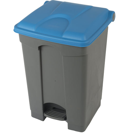 Foot pedal bin, capacity 45 l, WxHxD 410 x 600 x 400 mm, grey, blue lid.