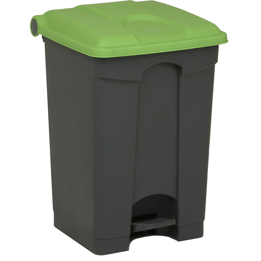Foot pedal bin, capacity 45 l, WxHxD 410 x 600 x 400 mm, grey, green lid.