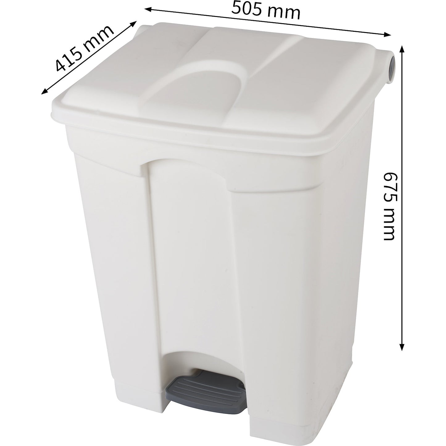 Foot pedal bin, capacity 70 l, WxHxD 505 x 675 x 415 mm, white.