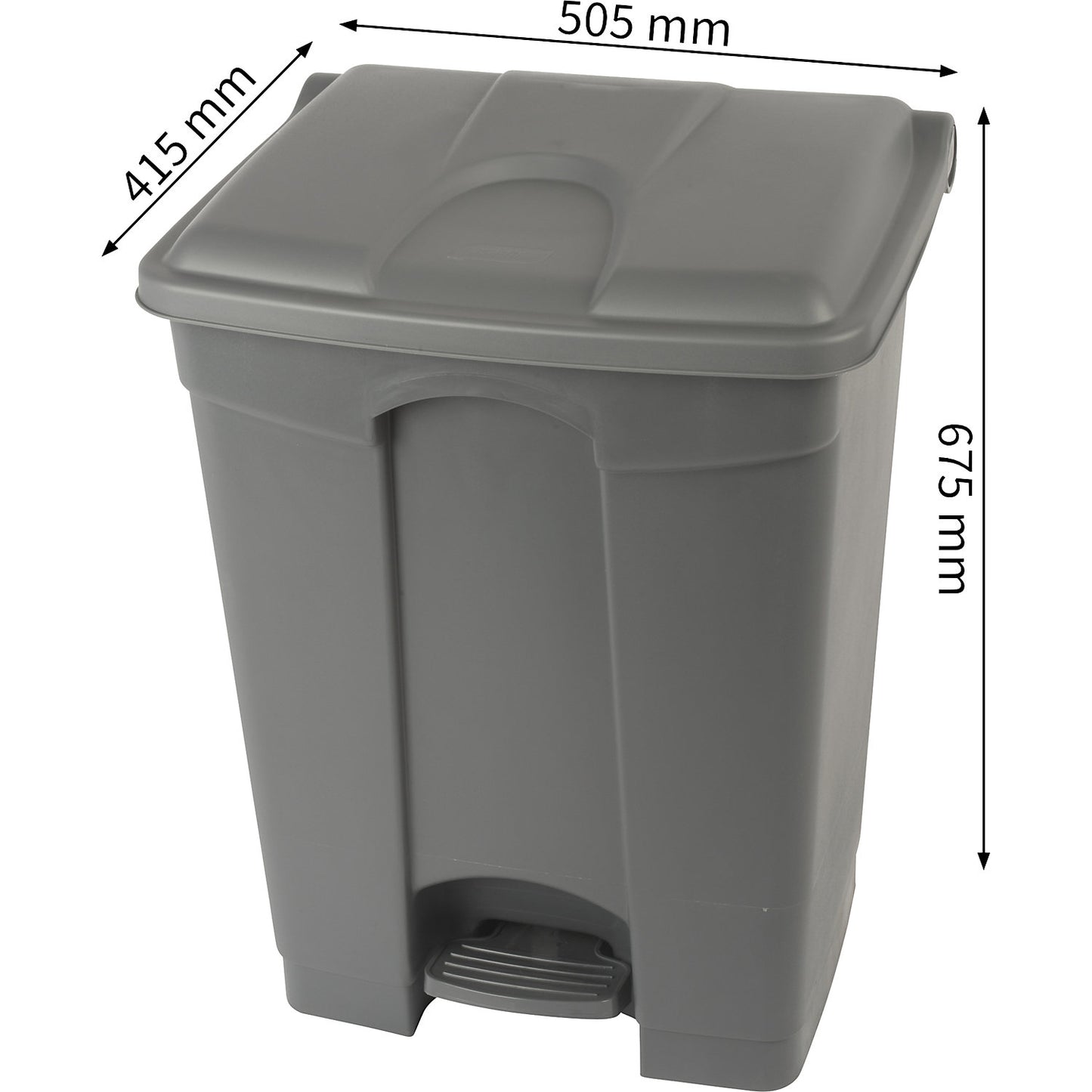 Foot pedal bin, capacity 70 l, WxHxD 505 x 675 x 415 mm, grey.