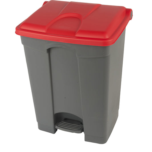 Foot pedal bin, capacity 70 l, WxHxD 505 x 675 x 415 mm, grey, red lid.