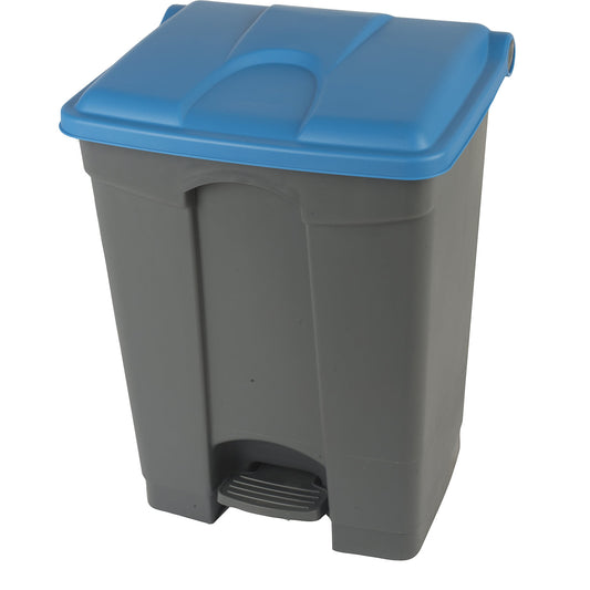 Foot pedal bin, capacity 70 l, WxHxD 505 x 675 x 415 mm, grey, blue lid.