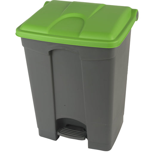Foot pedal bin, capacity 70 l, WxHxD 505 x 675 x 415 mm, grey, green lid.
