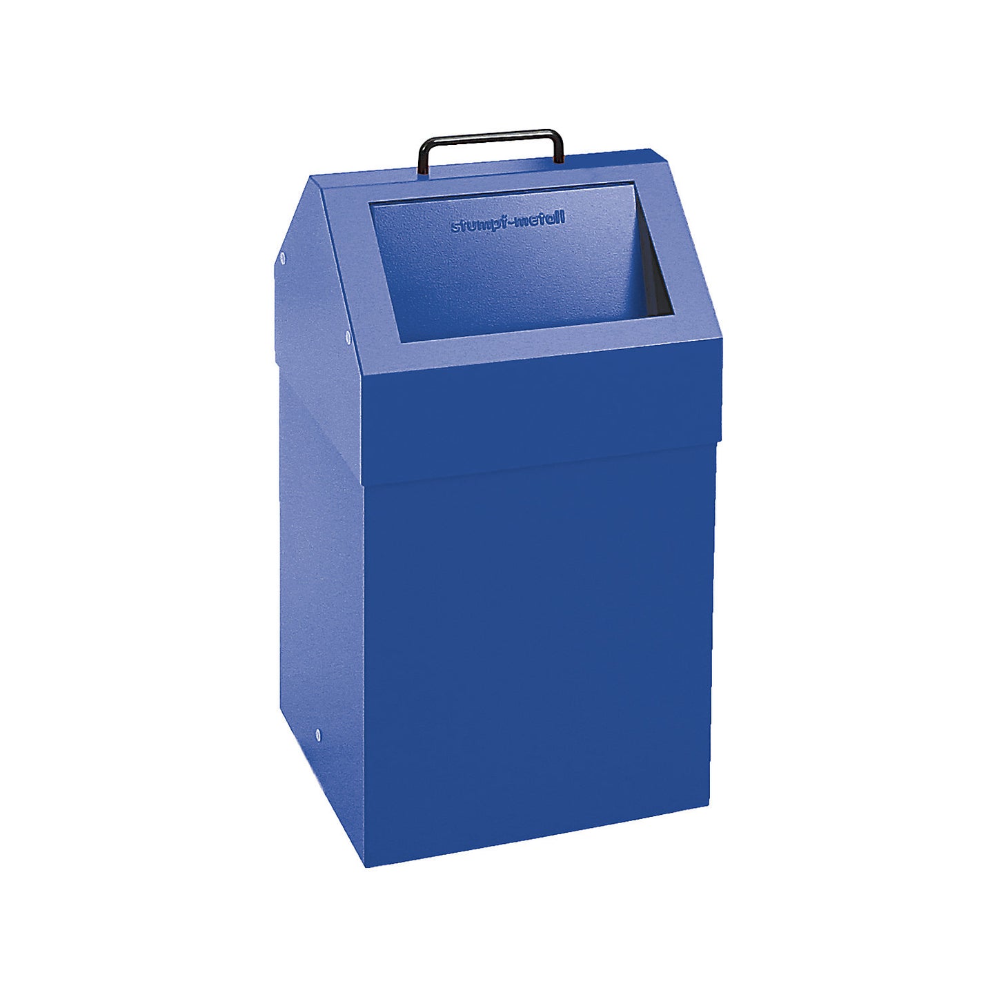 Recyclable waste collector with flap, capacity 45 l, WxHxD 320 x 650 x 310 mm, stationary, blue RAL 5010.
