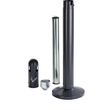 Ashtray column made of sheet steel, capacity 3 l, charcoal, HxWxD 1065 x 300 x 300 mm.