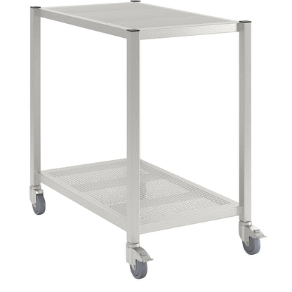 Cleanroom platform trolley, made of stainless steel, 2 shelves, length 1000 mm.