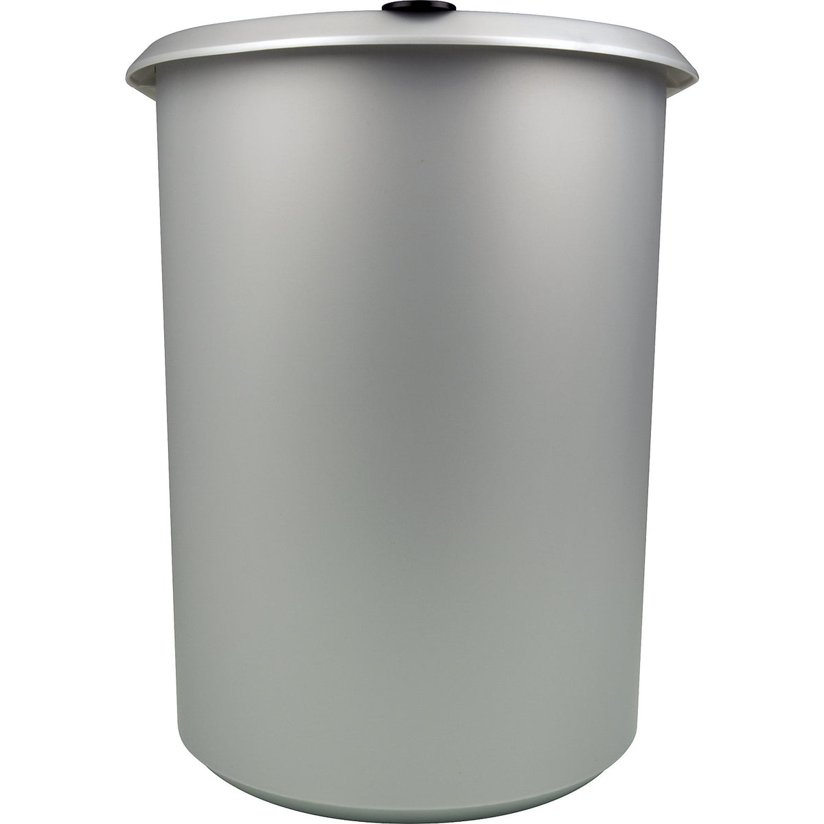 Waste paper bin, plastic, DUO, with two sorting compartments, black lid, silver body, pack of 2.