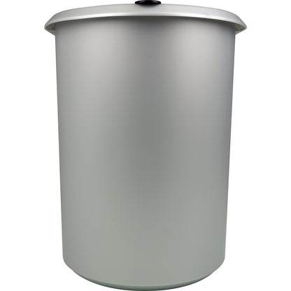 Waste paper bin, plastic, DUO, with two sorting compartments, black lid, silver body, pack of 2.