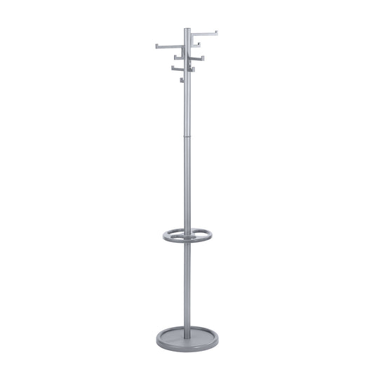 Coat stand, with 8 coat hooks, white aluminium.