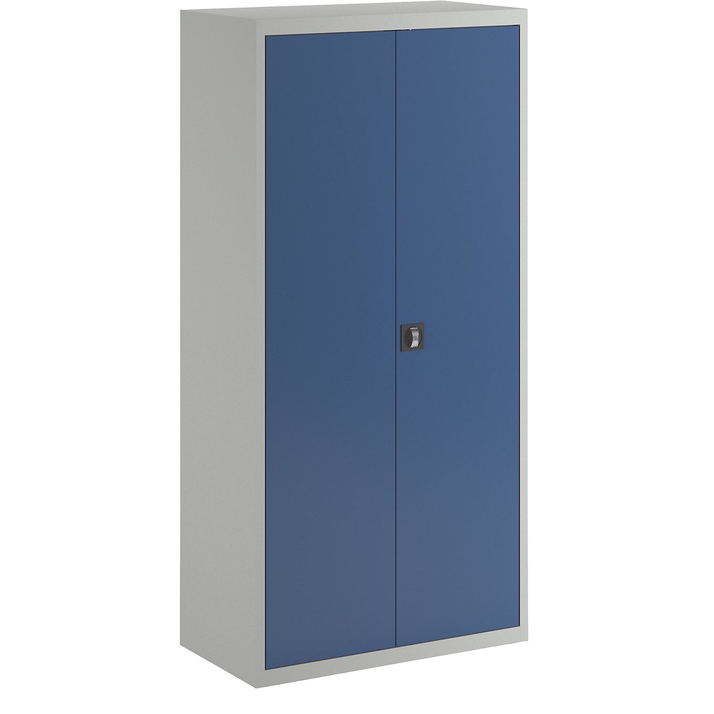 Cleaning cupboard, 1 hat shelf, 1 clothes rail, light grey / gentian blue.