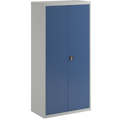 Cleaning cupboard, 1 hat shelf, 1 clothes rail, light grey / gentian blue.