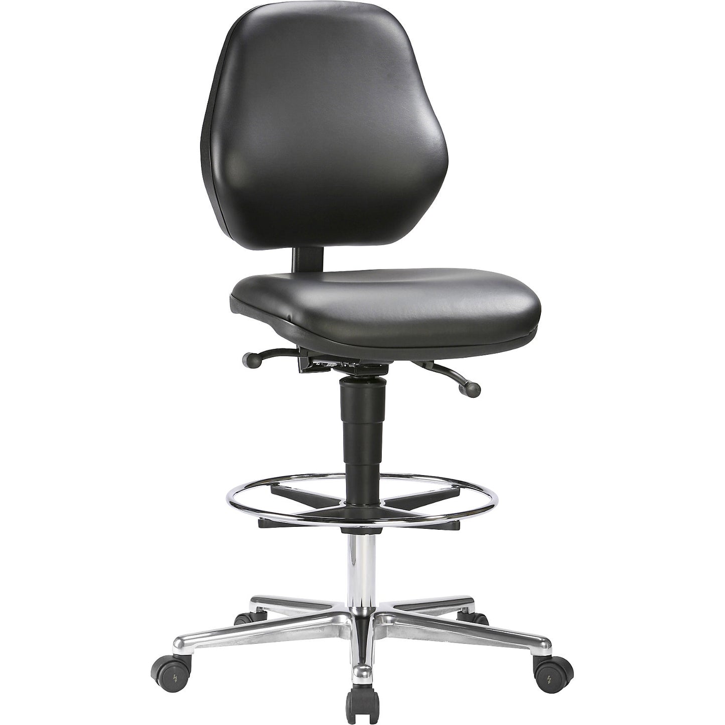 High chair, mobile, with gas lift height adjustment from 660 - 920 mm, vinyl, black.
