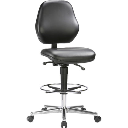 High chair, mobile, with gas lift height adjustment from 660 - 920 mm, vinyl, black.