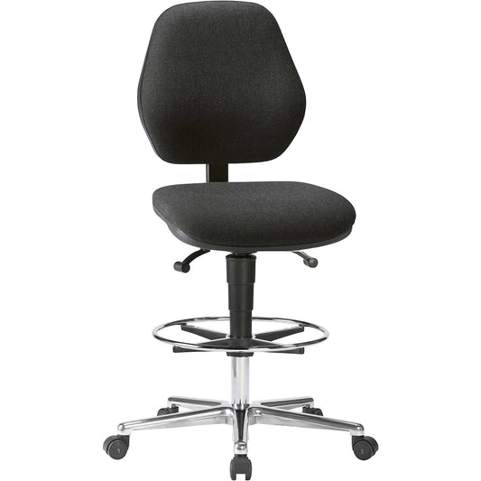 High chair, mobile, with gas lift height adjustment from 660 - 920 mm, fabric upholstery, charcoal.