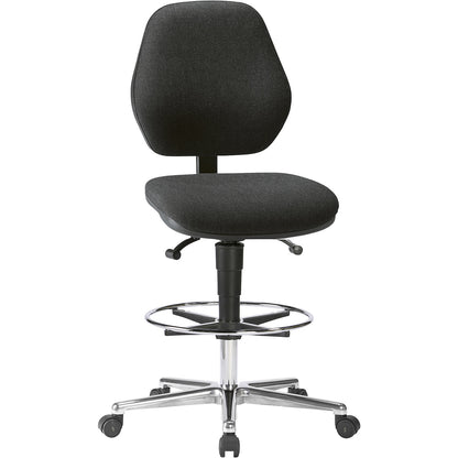 High chair, mobile, with gas lift height adjustment from 660 - 920 mm, fabric upholstery, charcoal.