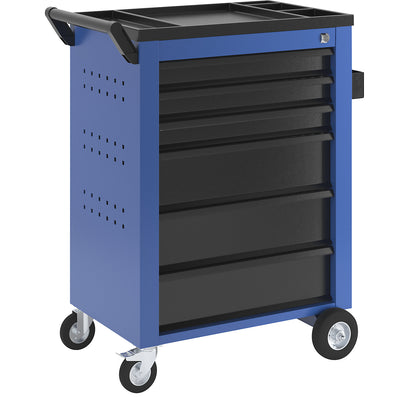 Tool trolley, 6 drawers with individual pull-out stops, HxWxD 930 x 630 x 410 mm, blue.