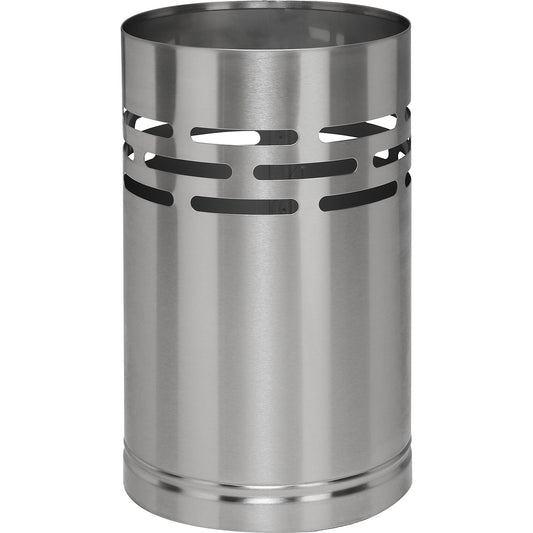 Waste paper bin, stainless steel with brushed matt finish, capacity 15 l, HxØ 380 x 230 mm, with perforations.