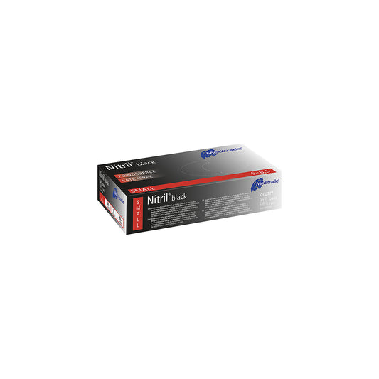 Meditrade nitrile disposable gloves, pack of 1000, food grade, black, size S.