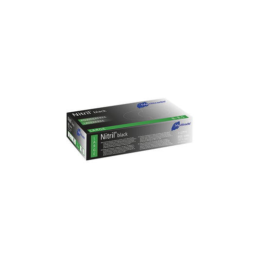 Meditrade nitrile disposable gloves, pack of 1000, food grade, black, size L.