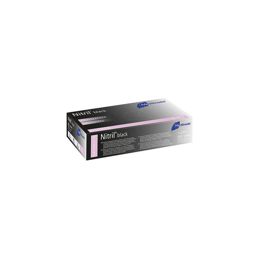 Meditrade nitrile disposable gloves, pack of 1000, food grade, black, size XL.
