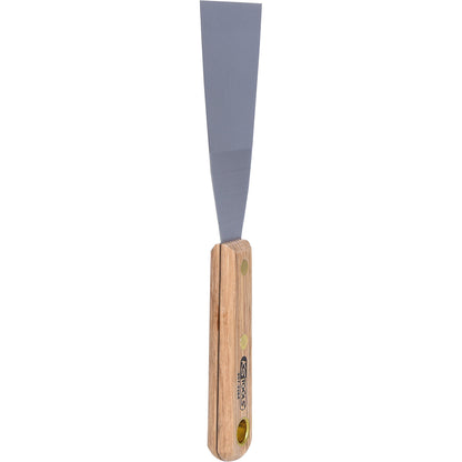 Stainless steel scraper, wooden handle, width 63 mm.