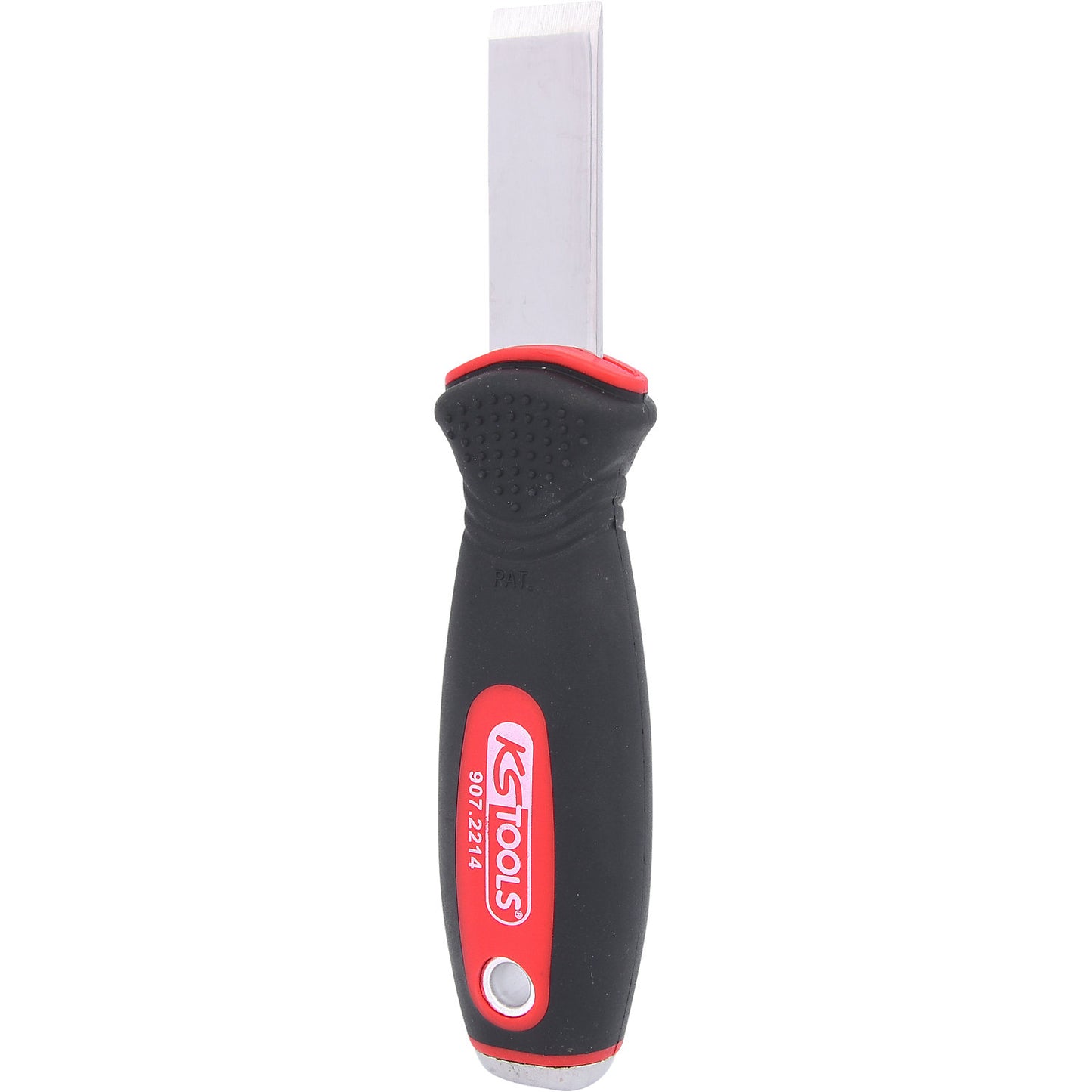 Stainless steel chisel scraper, 25 x 25 mm, length 165 mm.