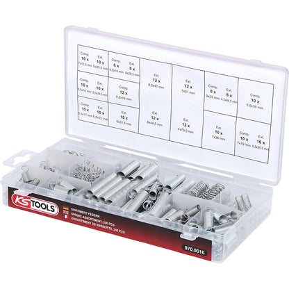 Assortment of springs, 200 parts, in a plastic case.