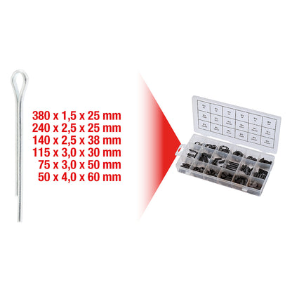 Assortment of split pins, 1000 parts, DIN 94.