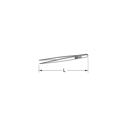 Stainless steel tweezers, rust free and acid resistant, 150 mm.