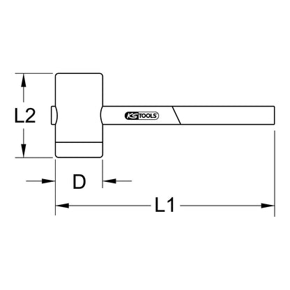 Plastic hammer with protective insulation, head Ø 55 mm, length 300 mm.