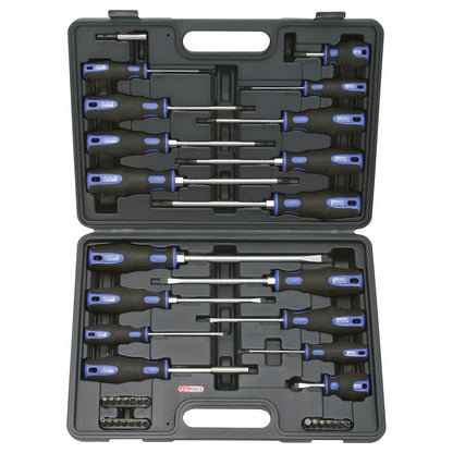 ERGOTORQUEplus screwdriver and bit set, 2-component handle, 39 parts.