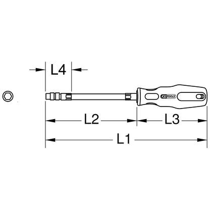 1/4'' ERGOTORQUEplus bit screwdriver, flexible, length 200 mm.