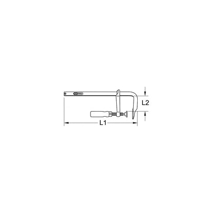 Cast iron screw clamp, wooden handle, max. width 300 mm.