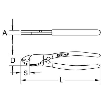 Cable cutters, max. Ø 10 mm, length 160 mm.