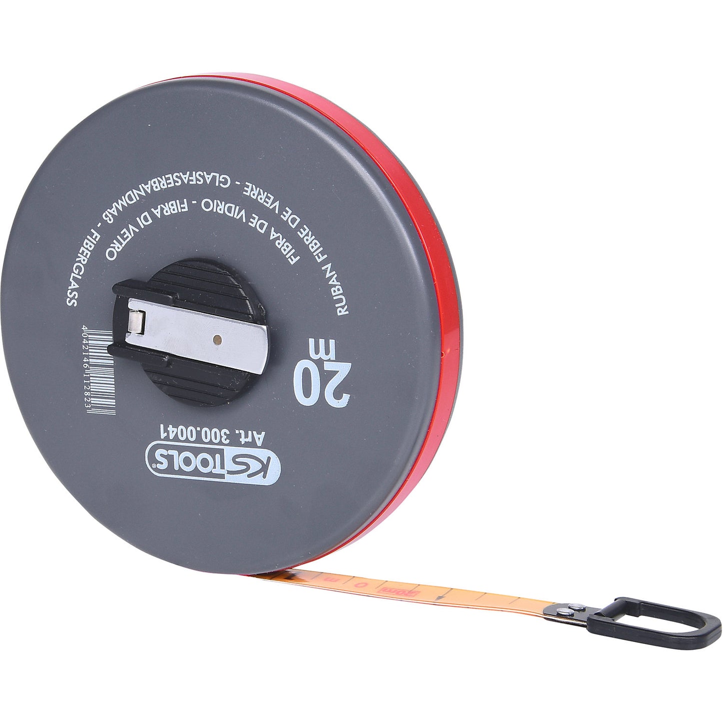 Capsule tape measure with plastic tape, ABS plastic housing, length 20 m.