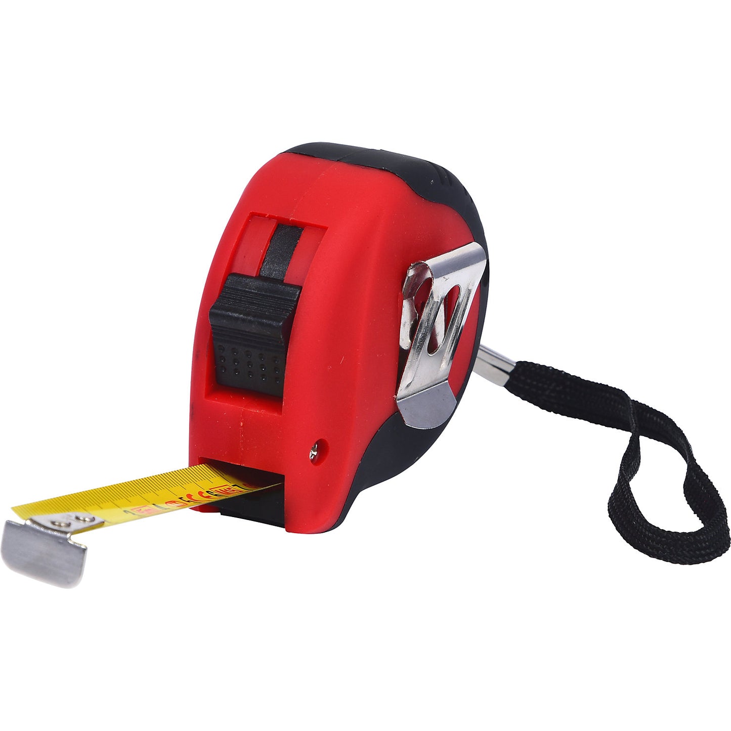 Measuring tape with stop, black / red, length 5 m, tape width 19 mm.