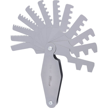 Trapezoidal steel thread gauge, for 30° threads, 2 - 12 mm.
