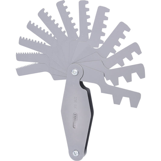 Trapezoidal steel thread gauge, for 30° threads, 2 - 12 mm.