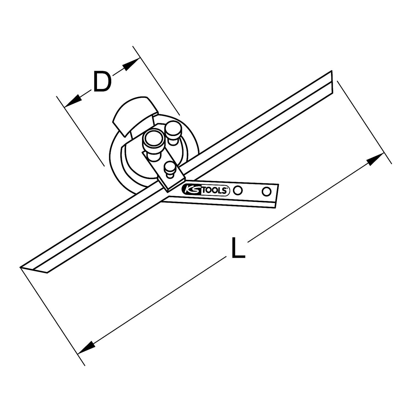 Universal protractor, with enlargement, overall length 300 mm.
