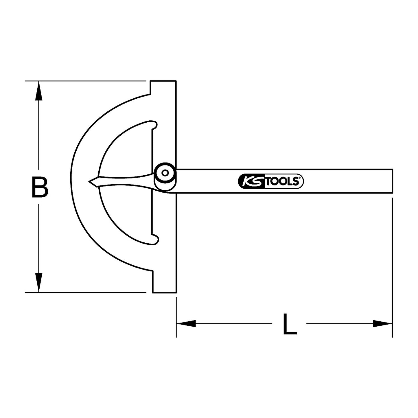 Protractor with rule, with open arc, LxW 800 x 420 mm.
