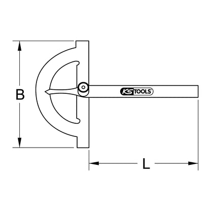 Protractor with rule, with open arc, LxW 800 x 420 mm.