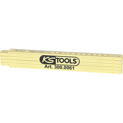 Plastic folding ruler, length 2 m, yellow.