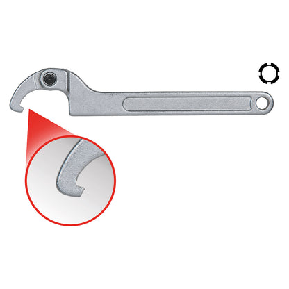 Flexible hook spanner with nose, widths 80 - 120 mm, for slotted nuts.