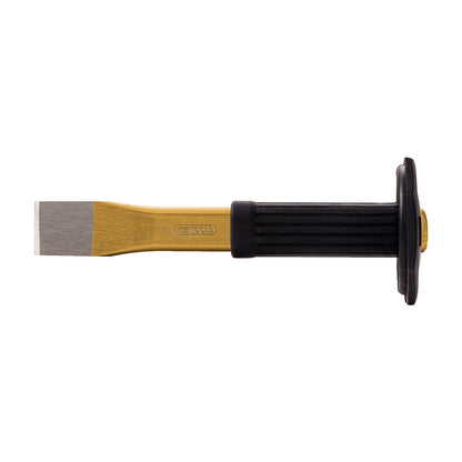 Flat chisel with hand protection grip, flat/oval, overall length 250 mm.