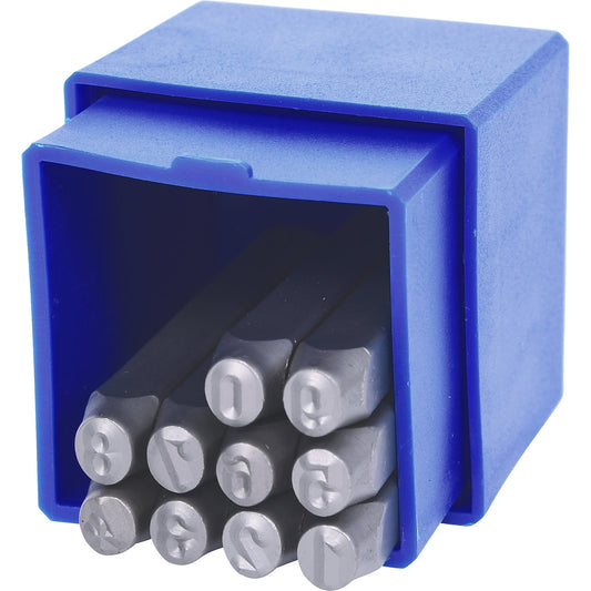 Number stamping set, 10 parts, square.