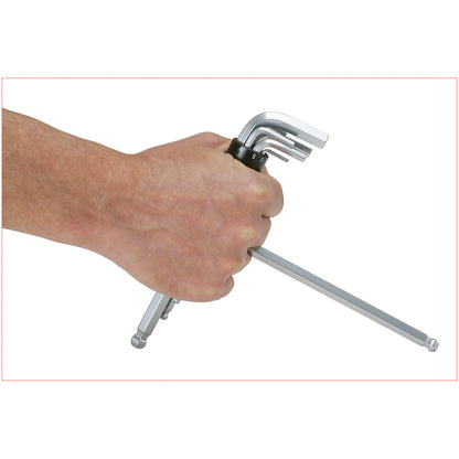 3-in-1 hexagonal angle key wrench set, 8 pcs, ball head, long.