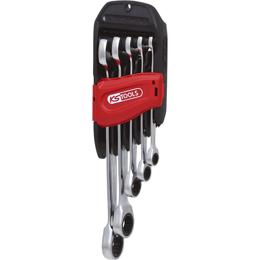 GEARplus ratcheting spanner set, widths 8 - 19 mm, 5 parts.